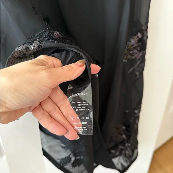 Rat & Boa Giulia Floral Sequin Embroidered Semi Sheer Dress Black NEW with tags - Picture 9 of 10